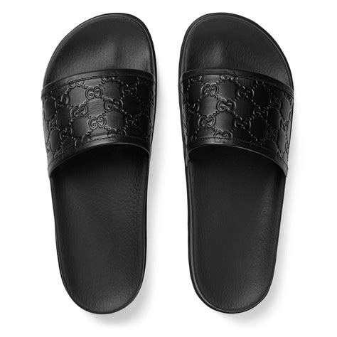 mens black gucci sliders|Gucci platform slides men.